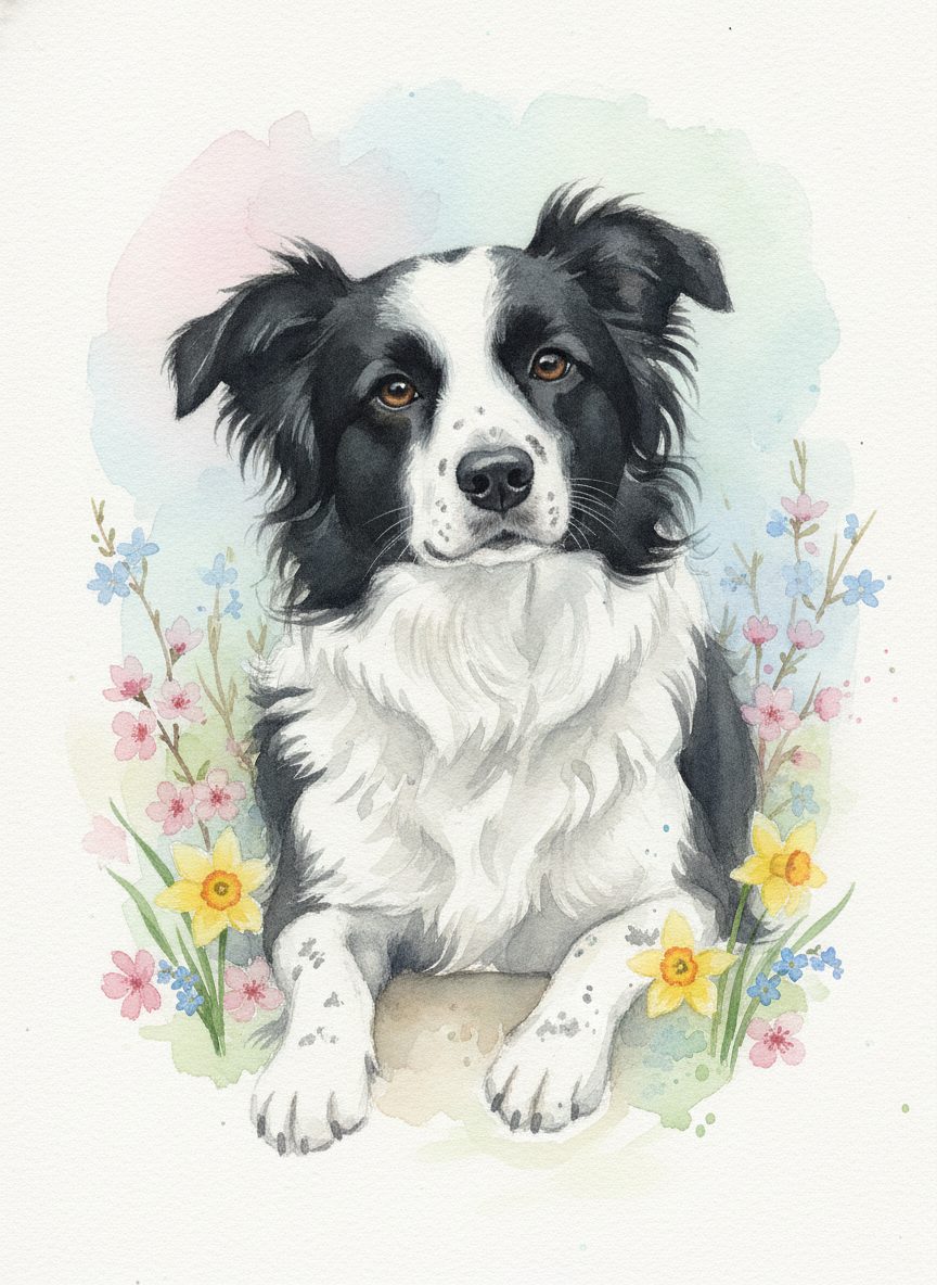 Lola painted in loose spring watercolour washes